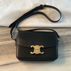 CELINE TEEN SMALL TRIOMPHE BAG SHINY BLACK